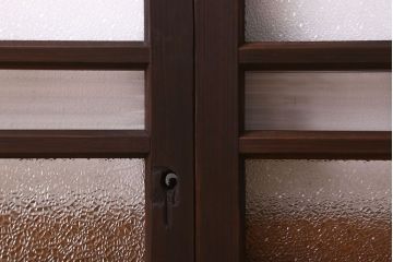 和製アンティーク　小さなガラス戸(窓、引き戸)2枚セット