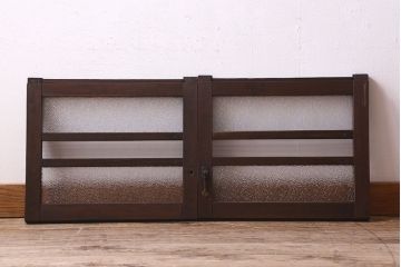 和製アンティーク　小さなガラス戸(窓、引き戸)2枚セット