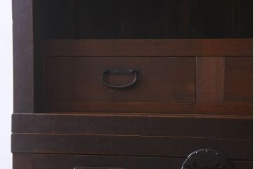 アンティーク家具　和製アンティーク　明治期!古い木製の美濃帳場箪笥(収納箪笥、収納棚)