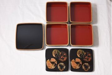 輪島塗　花丸蒔絵　木製四段重箱(お重)(定価約70万)
