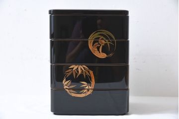 輪島塗　花丸蒔絵　木製四段重箱(お重)(定価約70万)
