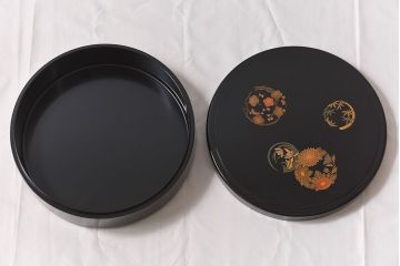 アンティーク雑貨　茶道具　輪島塗　花丸蒔絵　木製茶櫃(茶器、小物入れ)(定価約20万)
