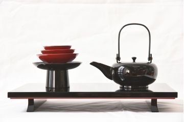 和食器　むさしの漆工芸　なかにし正　木製お屠蘇(おとそ)セット(銚子、杯)