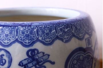 アンティーク雑貨　和製アンティーク　窓絵　懐かしさ漂う図柄が素敵な瀬戸火鉢(鉢カバー)