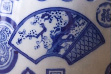 アンティーク雑貨　和製アンティーク　窓絵　懐かしさ漂う図柄が素敵な瀬戸火鉢(鉢カバー)