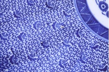 アンティーク雑貨　明治期　微塵唐草　一尺一寸　アンティーク印判皿(和食器)