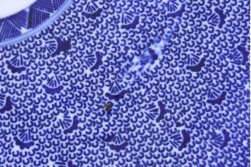 アンティーク雑貨　明治期　微塵唐草　一尺一寸　アンティーク印判皿(和食器)