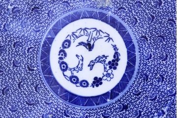 アンティーク雑貨　明治期　微塵唐草　一尺一寸　アンティーク印判皿(和食器)