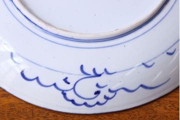 アンティーク雑貨　明治期　微塵唐草　一尺一寸　アンティーク印判皿(和食器)