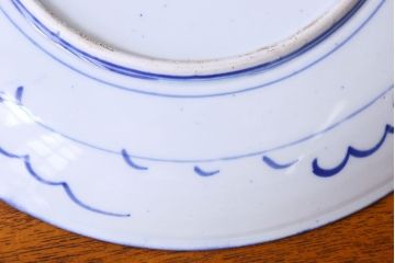 アンティーク雑貨　明治期　微塵唐草　一尺一寸　アンティーク印判皿(和食器)