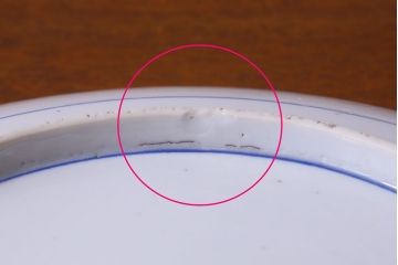 アンティーク雑貨　明治大正期　牡丹・山水図　一尺二寸大皿(和食器)