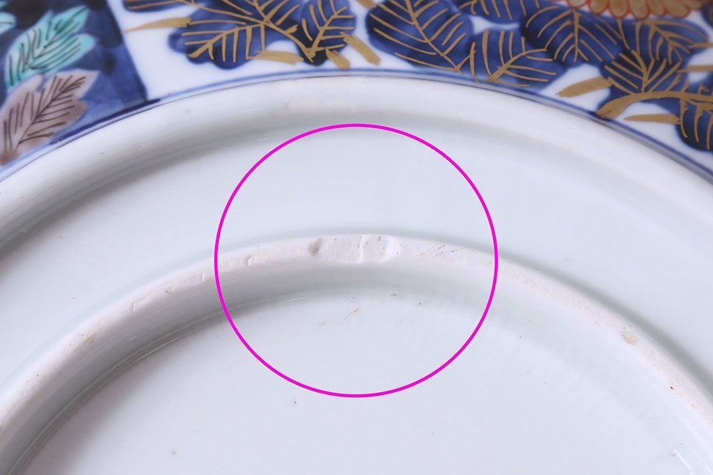 幕末明治期　伊万里焼　牡丹の図　色絵深鉢(深皿、二重高台)