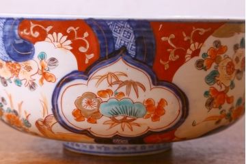 幕末明治期　伊万里　柘榴の図　色絵深鉢(深皿)