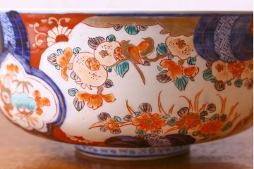 幕末明治期　伊万里　柘榴の図　色絵深鉢(深皿)