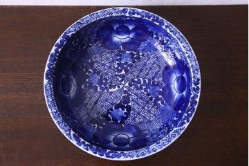 アンティーク雑貨　明治期　伊万里　べろ藍深鉢(深皿)