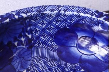 アンティーク雑貨　明治期　伊万里　べろ藍深鉢(深皿)