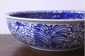 アンティーク雑貨　明治期　伊万里　べろ藍深鉢(深皿)