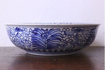 アンティーク雑貨　明治期　伊万里　べろ藍深鉢(深皿)