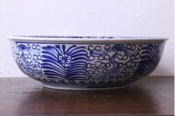 アンティーク雑貨　明治期　伊万里　べろ藍深鉢(深皿)