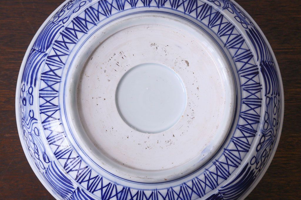 アンティーク雑貨　明治期　伊万里　べろ藍深鉢(深皿)
