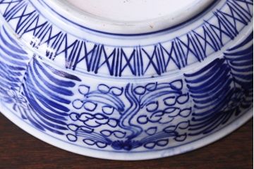 アンティーク雑貨　明治期　伊万里　べろ藍深鉢(深皿)