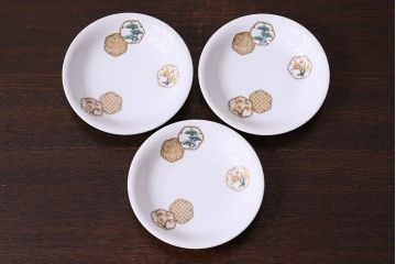 オールドノリタケ(日陶)　昭和8年　松竹梅の絵図　プレート(小皿、洋食器)3枚セット