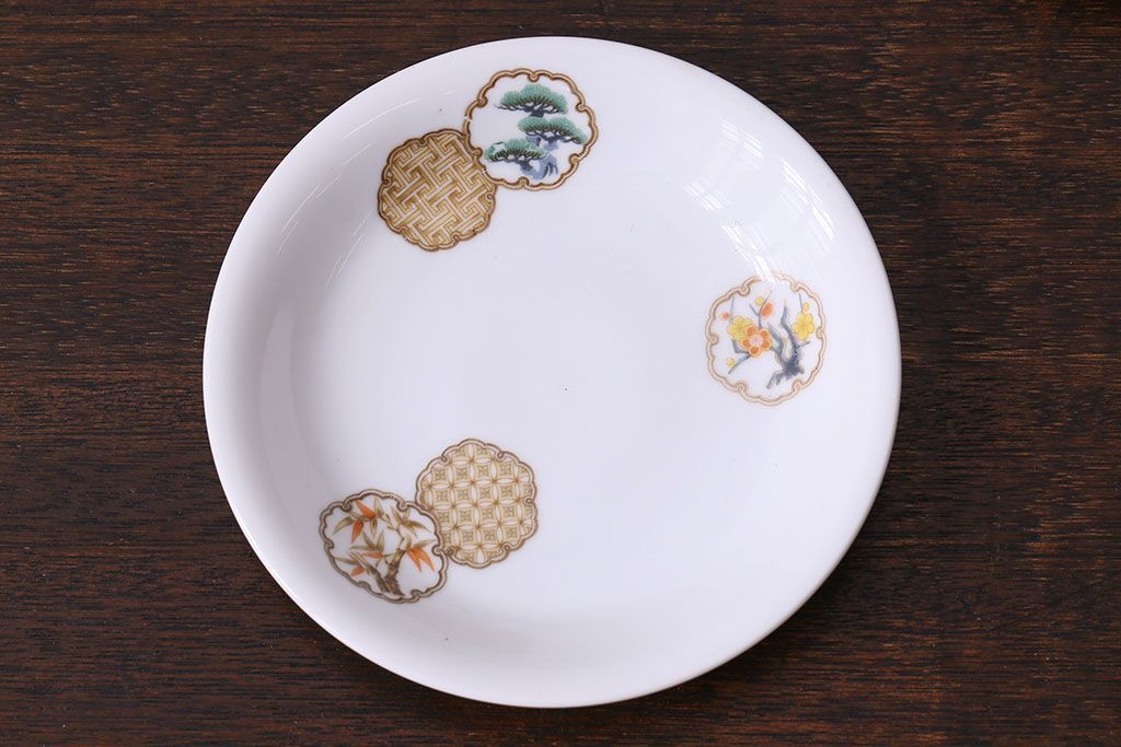 オールドノリタケ(日陶)　昭和8年　松竹梅の絵図　プレート(小皿、洋食器)3枚セット