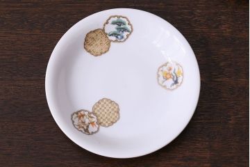 オールドノリタケ(日陶)　昭和8年　松竹梅の絵図　プレート(小皿、洋食器)3枚セット