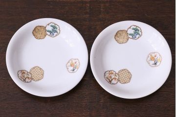 オールドノリタケ(日陶)　昭和8年　松竹梅の絵図　プレート(小皿、洋食器)2枚セット
