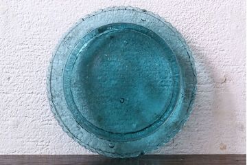 アンティーク雑貨　アンティーク　涼しげな色合い桜の模様が魅力的な蓋付きガラス瓶(ガラスビン)(2)