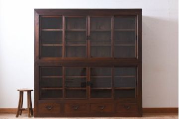 和製アンティーク　収納力抜群!大振りな二段重ね関西収納棚