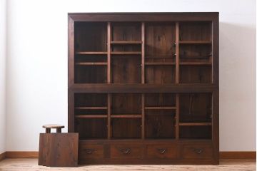 和製アンティーク　収納力抜群!大振りな二段重ね関西収納棚