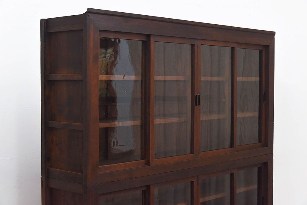 和製アンティーク　収納力抜群!大振りな二段重ね関西収納棚