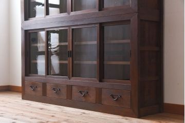 和製アンティーク　収納力抜群!大振りな二段重ね関西収納棚