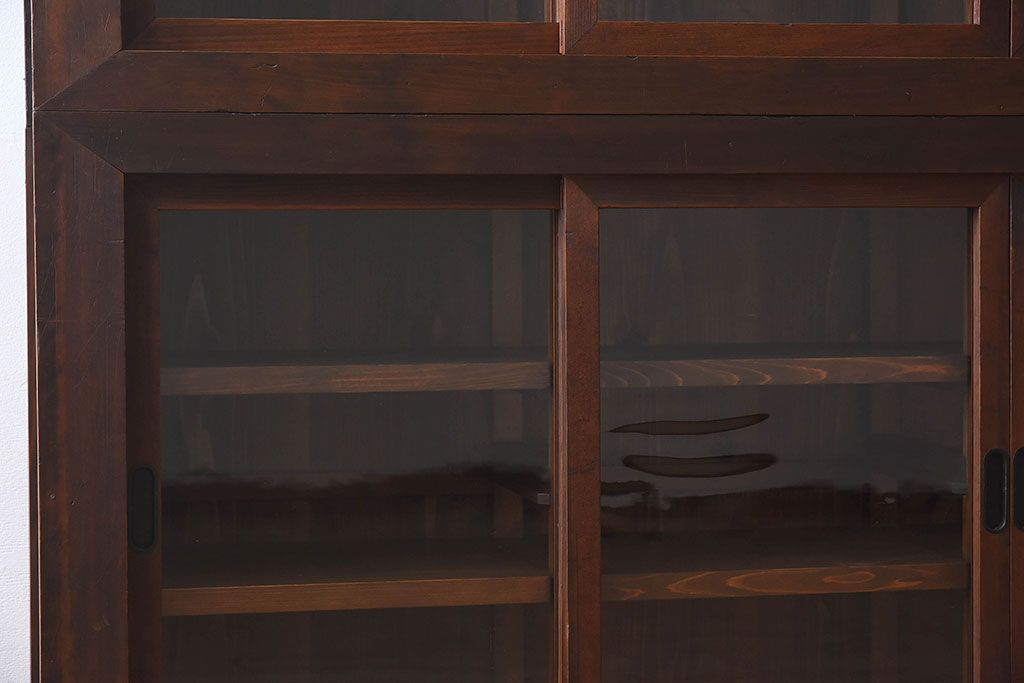 和製アンティーク　収納力抜群!大振りな二段重ね関西収納棚