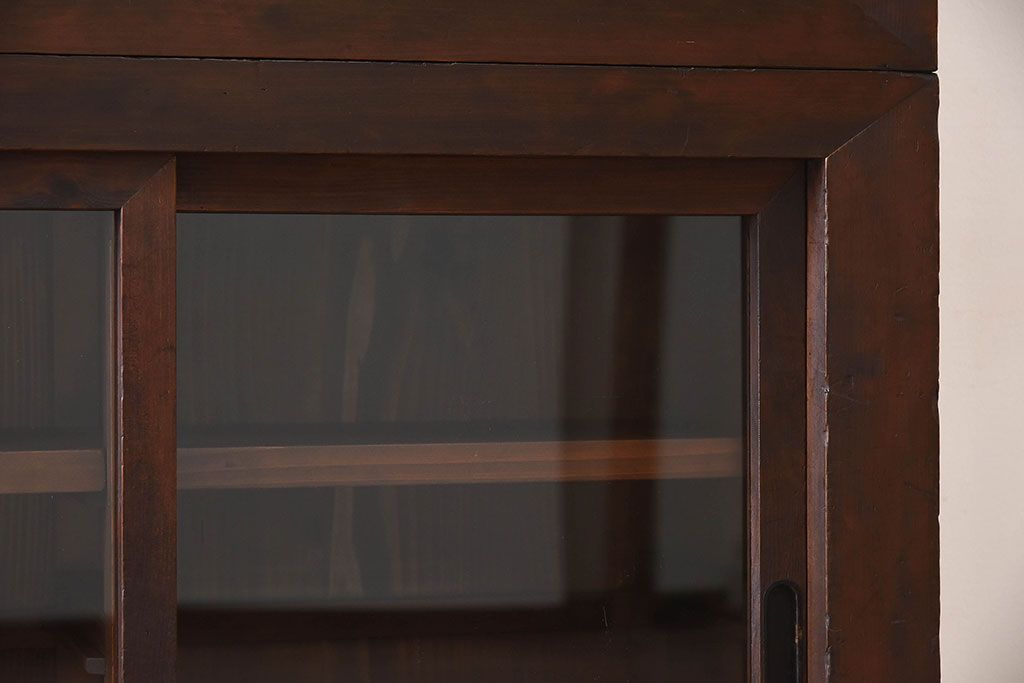 和製アンティーク　収納力抜群!大振りな二段重ね関西収納棚