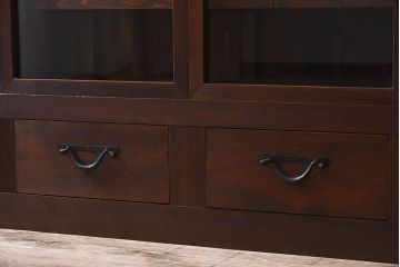 和製アンティーク　収納力抜群!大振りな二段重ね関西収納棚