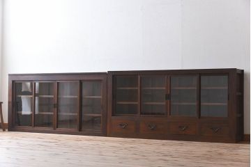 和製アンティーク　収納力抜群!大振りな二段重ね関西収納棚