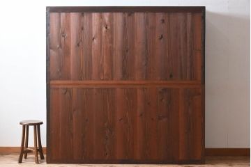 和製アンティーク　収納力抜群!大振りな二段重ね関西収納棚