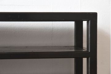 アンティーク家具　和製アンティーク　珍しいデザインが魅力的なオリジナルペイントの収納棚(飾り棚、陳列棚、下駄箱)