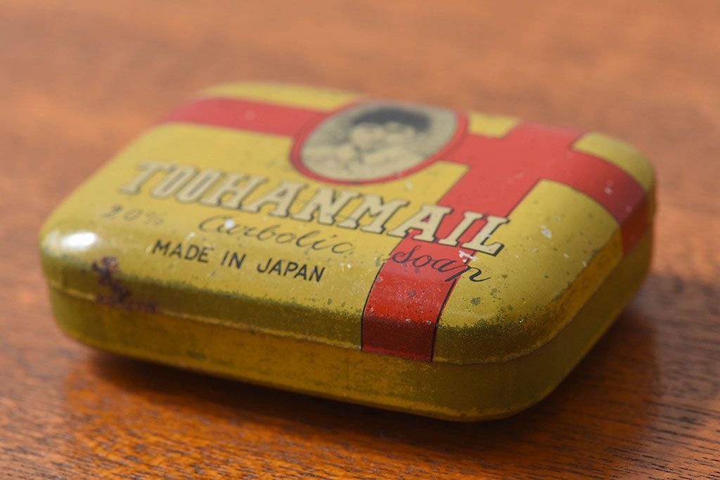 アンティーク雑貨　昭和初期　レトロなティン缶(ブリキ缶、小物入れ)(1)