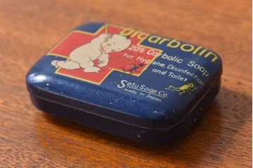 アンティーク雑貨　昭和初期　レトロなティン缶(ブリキ缶、小物入れ)(2)