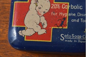 アンティーク雑貨　昭和初期　レトロなティン缶(ブリキ缶、小物入れ)(2)