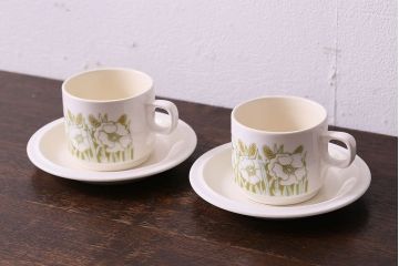 アンティーク雑貨　イギリスビンテージ　Hornsea(ホーンジー)　FLEUR(フルール)　カップ&ソーサー2客セット
