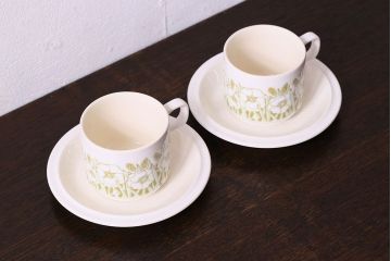 アンティーク雑貨　イギリスビンテージ　Hornsea(ホーンジー)　FLEUR(フルール)　カップ&ソーサー2客セット