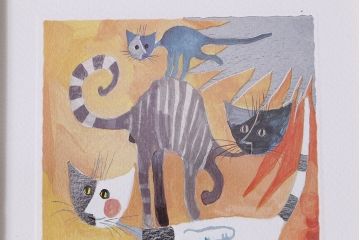 アンティーク雑貨　イギリスビンテージ　ROSINA WACHTMEISTER PICTURE OF CATS　アートフレーム