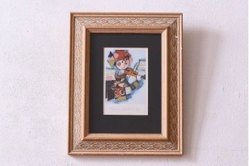 アンティーク雑貨　イギリスビンテージ　ROSINA WACHTMEISTER VIOLIN PICTURE　アートフレーム