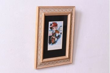 アンティーク雑貨　イギリスビンテージ　ROSINA WACHTMEISTER VIOLIN PICTURE　アートフレーム