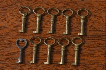 アンティーク雑貨　イギリスアンティーク　シャビーな雰囲気が魅力的なキー(鍵、カギ)10本セット(2)