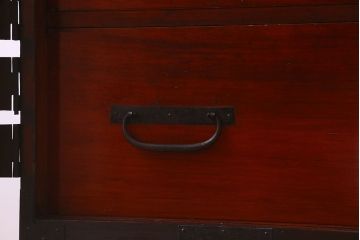 アンティーク家具　和製アンティーク　ヒノキ材天板　観音開き　和モダンな雰囲気が漂う脚付き箪笥ローチェスト(引き出し、テレビボード)(2)